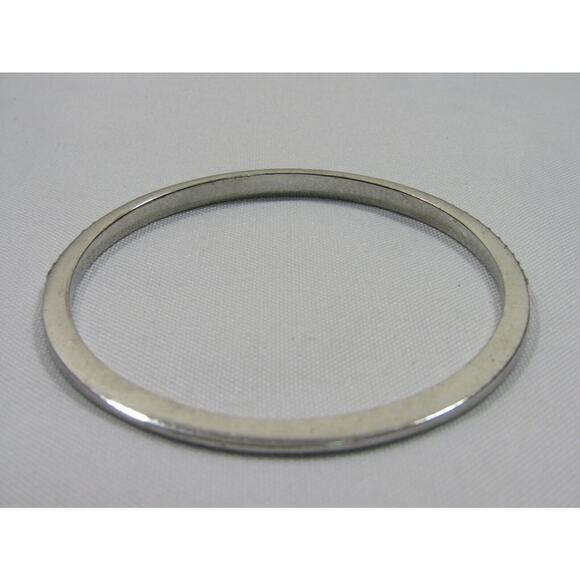 Silver Tone Clear Rhinestone Bangle Wrist Bracelet 8 1/4 Y2K Minimalist Neutral - Picture 3 of 6